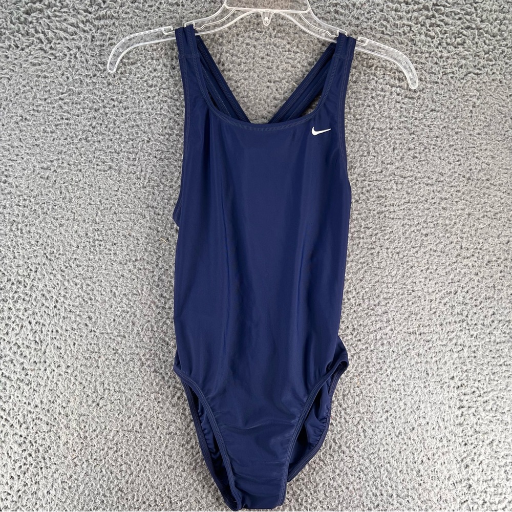 Nike Fastback One-Piece Swimsuit Women’s Size 8 Navy Blue‎ Athletic Swim